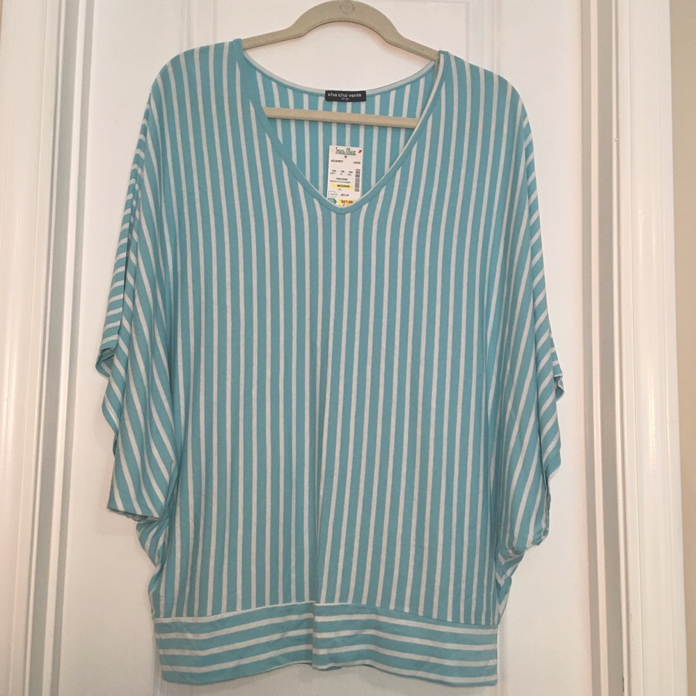 Cute Aqua and White Top!!